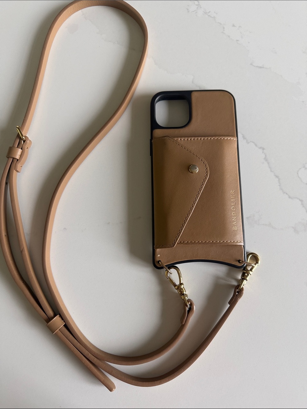 Bandolier Tan Leather Crossbody IPhone 14  Plus case